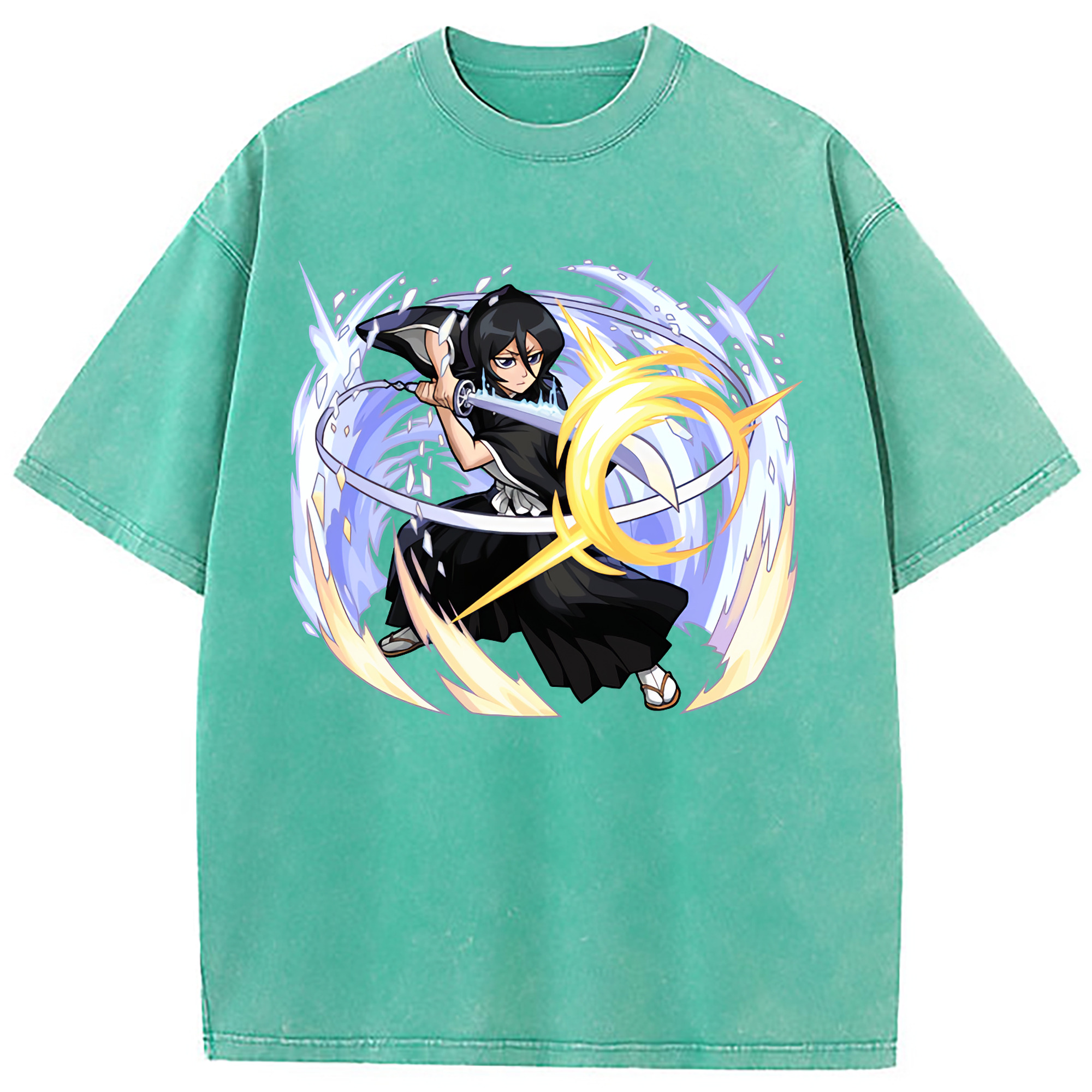 （画像用） ブリーチ 朽木ルキア BLEACH Kuchiki Rukia 綿100% ヴィンテージ風 半袖Tシャツ（フロントプリント）